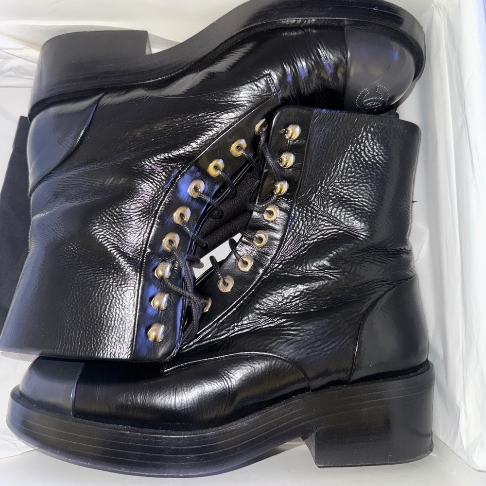 Chanel black combat boots